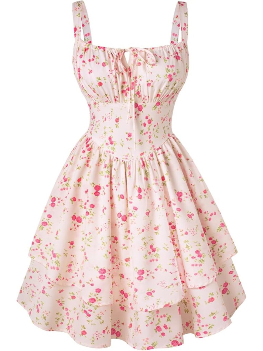 Floral Mini Corset Dress Women Teens Sundress with Pockets